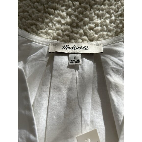 Madewell $98 Womens Short Sleeve Poplin Lace Up Top in White Size S #NW070 - Picture 9 of 12